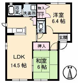 グリーンコート C棟(2LDK/1階)の間取り写真