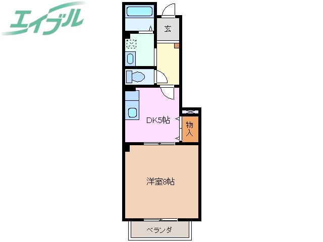 グリーンタウン弐番館(1DK/1階)の間取り写真