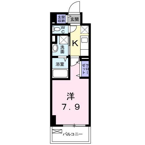 バンブー サン(1K/2階)の間取り写真