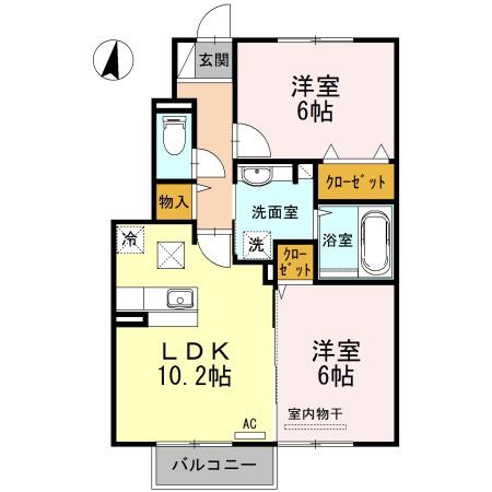 ポルトボヌール(2LDK/1階)の間取り写真