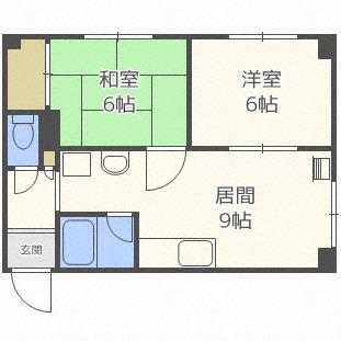 リオグランデ北33条(2DK/4階)の間取り写真
