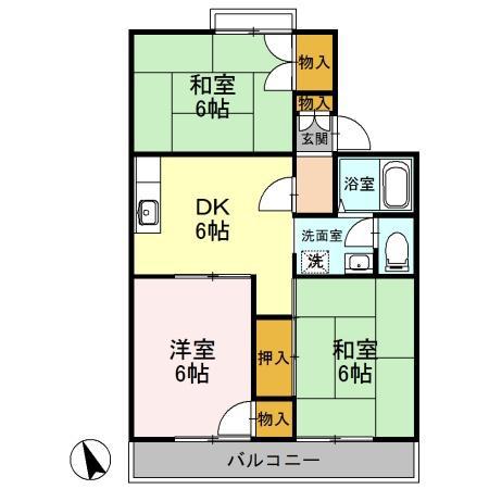 リバーハイツ(3DK/1階)の間取り写真