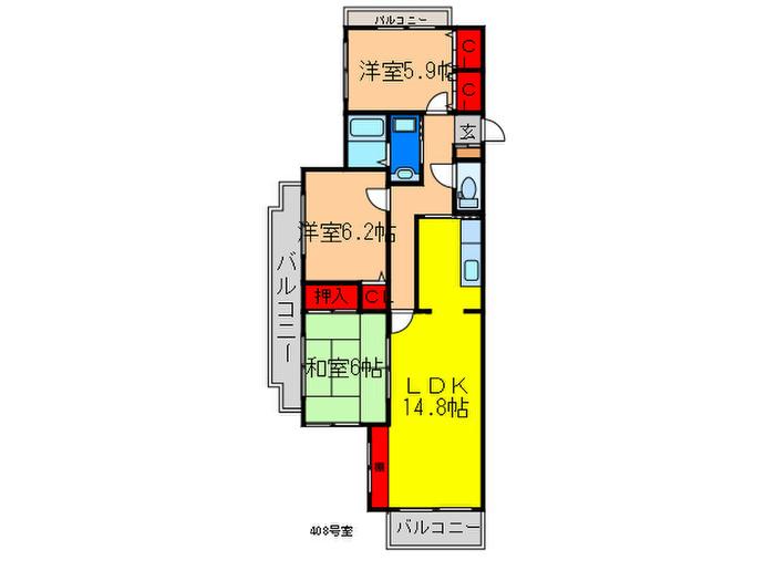 ドゥルペール(3LDK/1階)の間取り写真