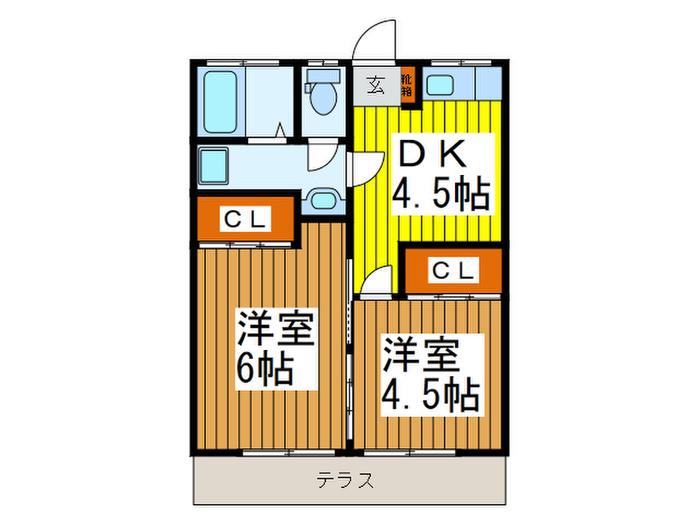 ファミリーコーポ(2DK/1階)の間取り写真