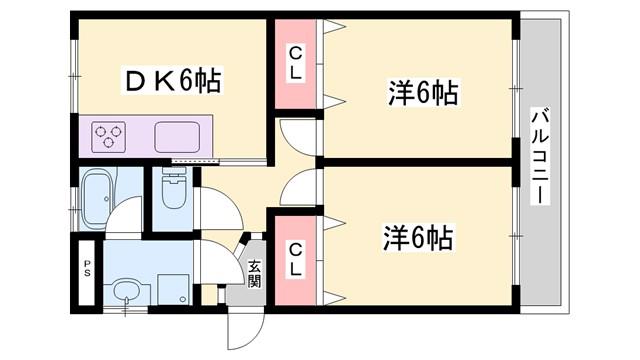 イヅミマンション(2DK/2階)の間取り写真