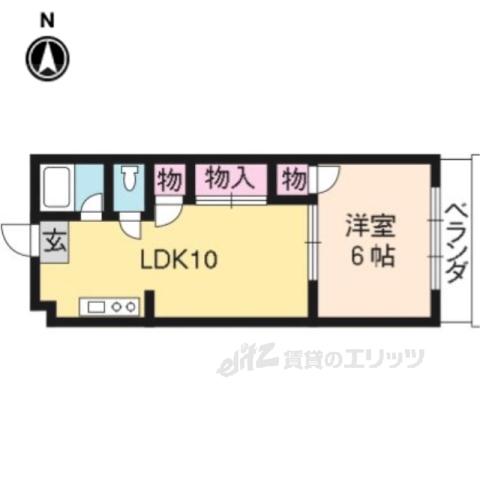 メイプルリーフ上花山(1LDK/4階)の間取り写真