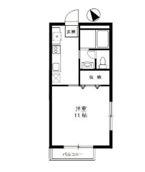 AVENUE2203(1K/1階)の間取り写真