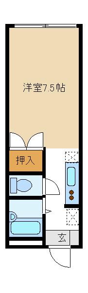 サンセゾン(1K/1階)の間取り写真