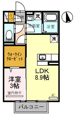 プレミアム九番館(1LDK/1階)の間取り写真