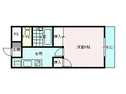 シャトレハイツ大元(1K/2階)の間取り写真