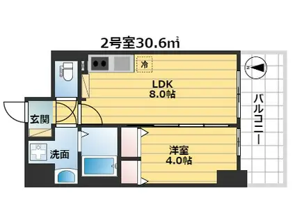 LA DOUCEUR谷町旧ミラージュパレス谷町ブライト(1LDK/2階)の間取り写真