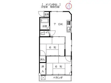 メゾン中山(2DK/2階)の間取り写真