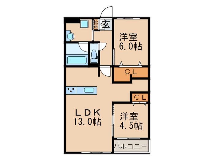 ベースメント宇美(2LDK/3階)の間取り写真