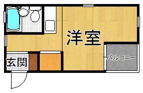 トクワ1(ワンルーム/2階)の間取り写真