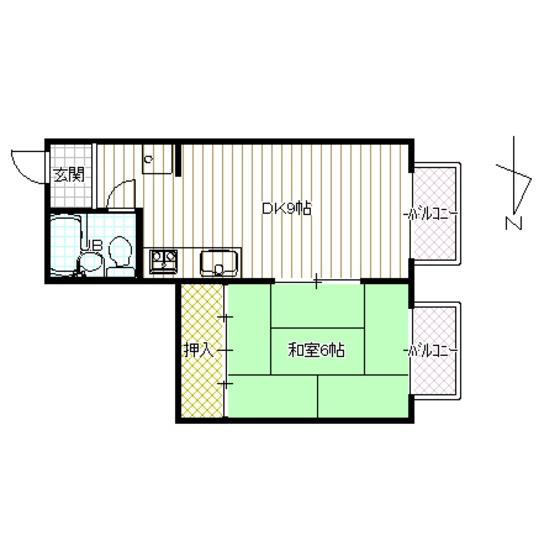 パークハイム玉川(1DK/4階)の間取り写真