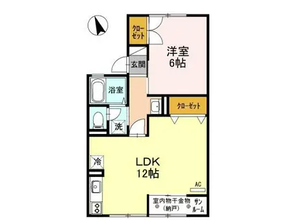 セジュール上小泉 B(1LDK/2階)の間取り写真