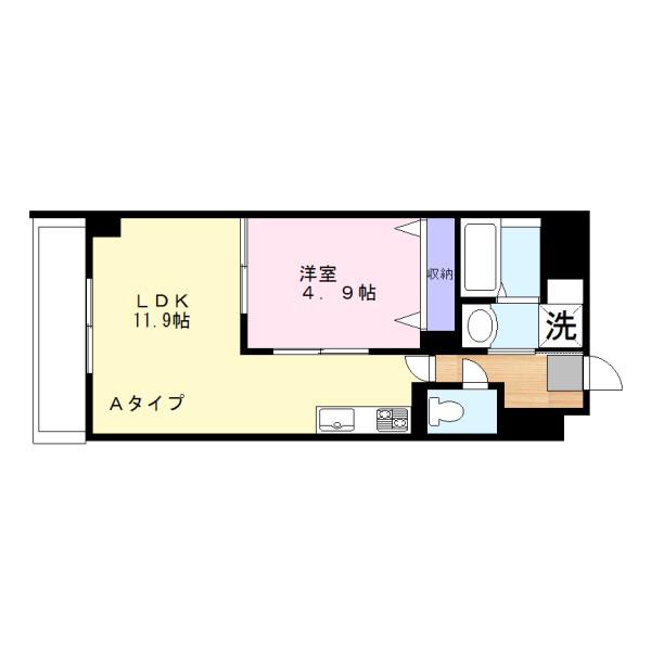 LA PUERTA(1LDK/4階)の間取り写真
