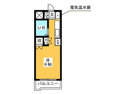 ガーデンヒルズ横浜(ワンルーム/4階)の間取り写真