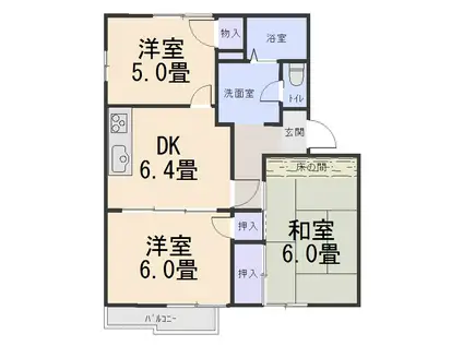 フレグランスミウラ(3DK/1階)の間取り写真