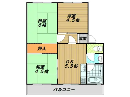 名谷2団地(3DK/3階)の間取り写真