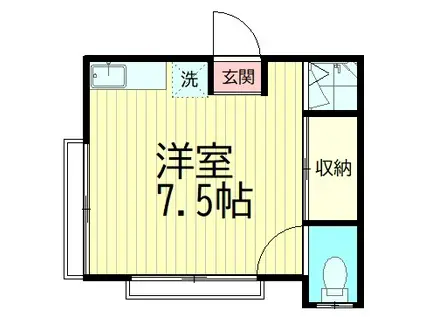 竹津荘(ワンルーム/2階)の間取り写真