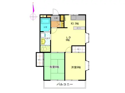 スカイハイツII(2LDK/2階)の間取り写真