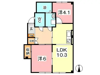 吉屋マンション(2LDK/1階)の間取り写真