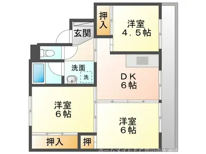 ビレッジハウス豊川5号棟(3DK/3階)の間取り写真