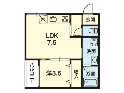 ステラ龍田(1LDK/2階)の間取り写真