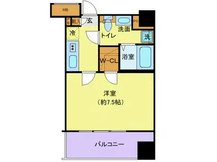 クレヴィスタ蒲田II(1K/4階)の間取り写真