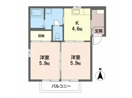グレースフル赤坂 A(2K/2階)の間取り写真
