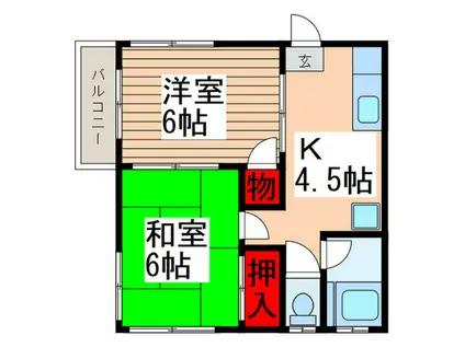 越智荘(2K/2階)の間取り写真