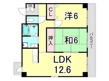 ソアールK(2LDK/3階)の間取り写真