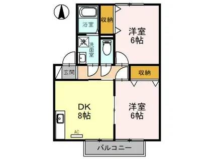 シェルアジュール(2DK/2階)の間取り写真