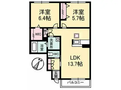 シャーメゾン赤坂A棟(2LDK/1階)の間取り写真