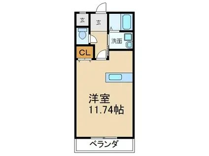 クレシタ甲斐田(ワンルーム/1階)の間取り写真