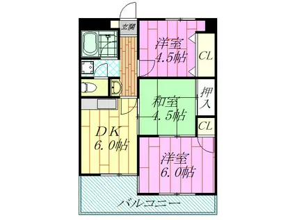 TOMIKURA I(3DK/4階)の間取り写真