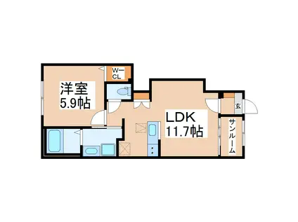 ラッフィナートまゆら(1LDK/1階)の間取り写真