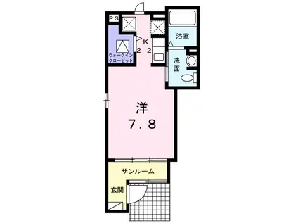 ソレイユ草薙II(ワンルーム/1階)の間取り写真