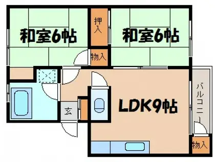 第1三沢コーポ(2LDK/2階)の間取り写真