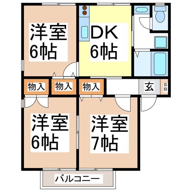ハイカムール丸田(3DK/2階)の間取り写真