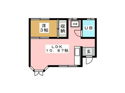青い森鉄道 青森駅 バス乗車時間：20分 最寄りバス停で下車 徒歩5分 2階建 築38年(1LDK/1階)の間取り写真