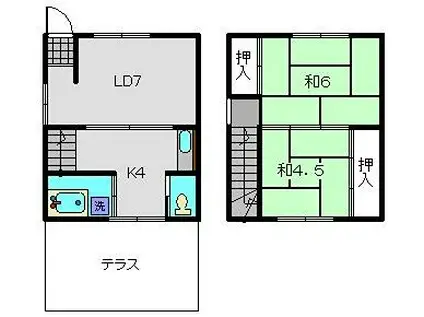 重田コーポ(2LDK/1階)の間取り写真