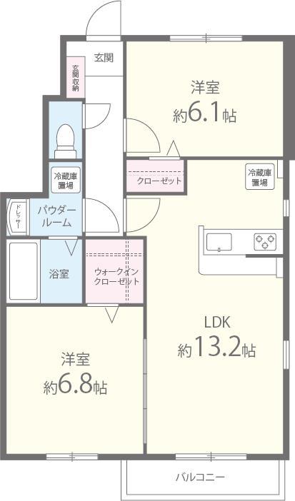 アルミック山荘(2LDK/1階)の間取り写真