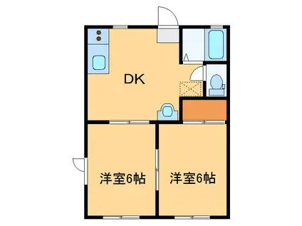 ヴィラリエゾン(2DK/1階)の間取り写真