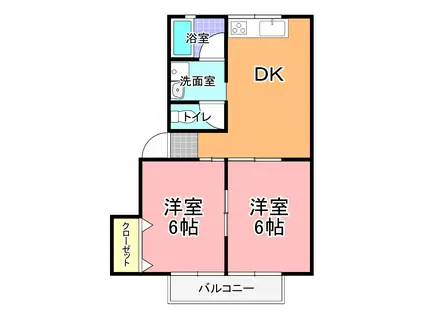 ガーデンヒルズ壱番館(2DK/2階)の間取り写真