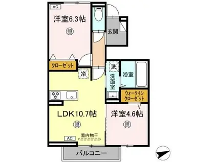 D-RESENA古川I(2LDK/1階)の間取り写真