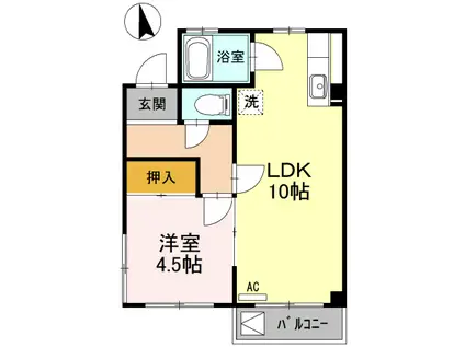 コーポ田野下(1LDK/3階)の間取り写真