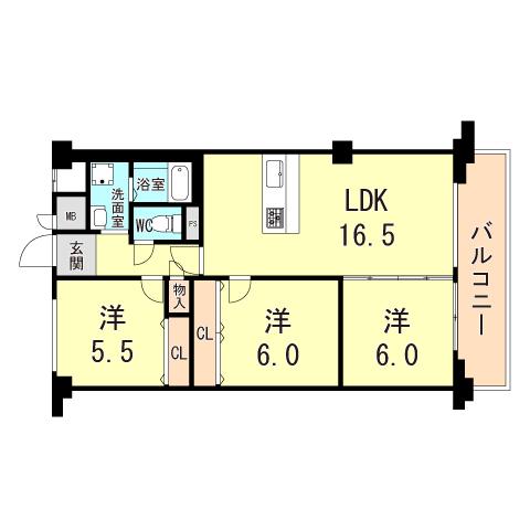 ネオハイツ垂水(3LDK/8階)の間取り写真