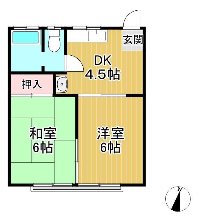 中央アパート(2DK/2階)の間取り写真